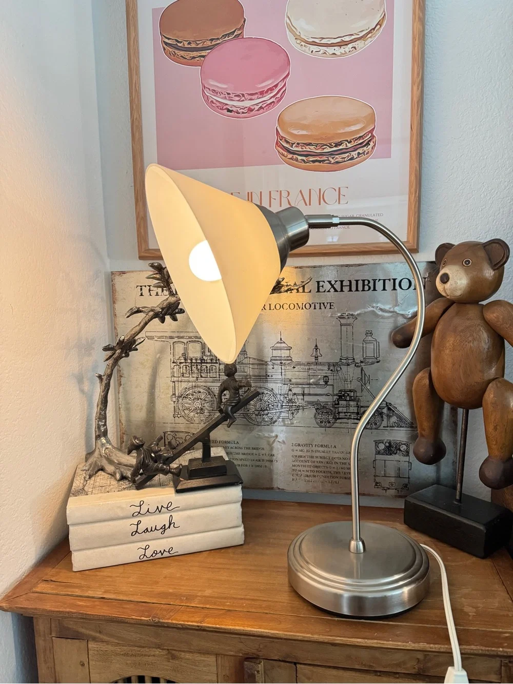 Vintage MCM IKEA Kroby Table Desk Lamp Milk Glass Brushed Nickle Finish